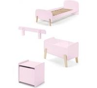 KIDDY Chambre enfant complète style scandinave en bois pin massif et MDF laqué vieux rose - l 90 x L 200 cm rose TU