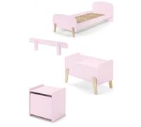 KIDDY Chambre enfant complète style scandinave en bois pin massif et MDF laqué vieux rose - l 90 x L 200 cm rose TU