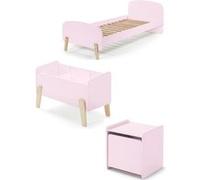 Vipack Chambre enfant KIDDY – scandinave, pin massif & MDF laqué vieux rose 90x200cm