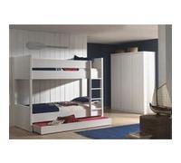 Vipack Lara Lits Superposs 2 Couchages, Laqu Blanc + Lit Gigogne + Armoire 3 Portes