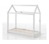 Vipack Lit cabane 70x140cm pin massif laqué Blanc Blanc G