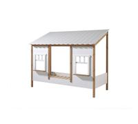 Vipack Lit Cabane Avec Toiture Blanche 90 X 200 Cm Sans Sommier + Lit Gigogne