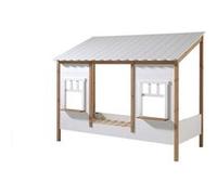 VIPACK Lit Cabane avec Toiture Blanche 90 X 200 CM sans sommier + Lit gigogne Orange G