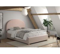 Vipack Lit double en bois et tissu bouclé + rangements Moon - 140 x 200 cm - MNST1413