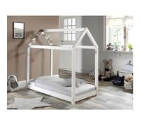Vipack - Lit enfant Design ""cabane"" 70x140 cm Blanc - Sommier à lattes inclus