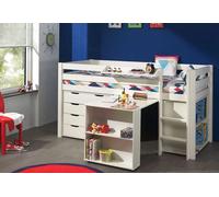 Vipack Lit enfant mi-hauteur avec rangements Pino : commode 4 tiroirs + bureau - PICOHSBUBIKS14