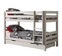 Vipack Lit Enfant Superposé Pino 90x200cm Blanc Hauteur 140cm + 2 tiroirs de lit Blanc G