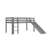 Vipack Lit enfant surélevé Pino 90 x 200 cm en bois avec toboggan Gris