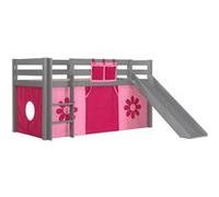Vipack Lit Enfant Surélevé Avec Toboggan Pino 90x200cm Gris Pink Flower Gris G