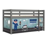 Lit mezzanine 90x200 cm avec tente police pin massif gris Pino Gris