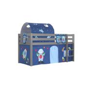 Vipack Lit Enfant Surlev Pino 90x200cm Gris + Astro Rideau + Tunnel + Pochettes De Lit