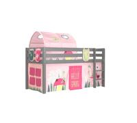 Vipack Lit Enfant Surlev Pino 90x200cm Gris + Spring Rideau + Tunnel + Pochettes De Lit