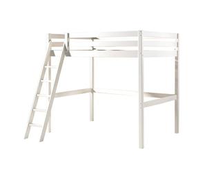 VIPACK Lit Mezzanine 140x200 - Lit Junior 90x200 2 sommiers Inclus et Commode 4 tiroirs Pino - Blanc