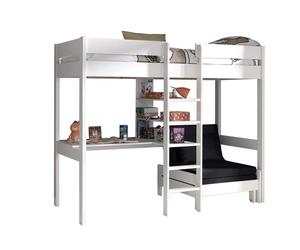 Vipack Lit Mezzanine en Bois 1 Place avec Bureau et Fauteuil 90 x 200 cm Pino - PIOLZB14