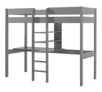 Lit mezzanine enfant gris en pin massif avec bureau - Vipack