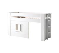 Vipack Lit Enfant Mezzanine Cabane en Bois Blanc Noah 90 x 200 cm - NOHS9014