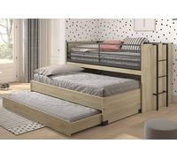 Vipack Lit mi-hauteur gigogne 3 couchages + bureau coulissant Sam - SAHS8612
