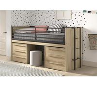 Vipack Lit mi-hauteur pour enfant en bois 90 x 200 cm avec commodes Sam - SACOHSKSKS12