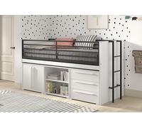 Vipack Lit mi-hauteur pour enfant en bois 90 x 200 cm avec rangements - Sam B - SACOHSKDBIKS14