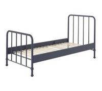 Vipack Lit simple en métal Bronxx 90 x 200 cm Bleu denim mat