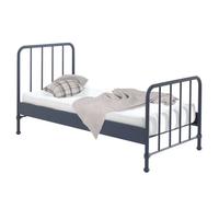 Vipack Lit Simple En Mtal Bleu Denim Mat Bronxx 90x200cm