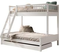 Vipack Lit superposé Forrest 3 Personnes - 90x200 & 140x200 - Bois de hêtre Blanc