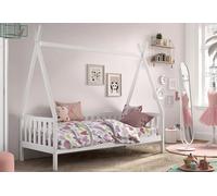 Vipack Lit tipi enfant en bois de pin massif blanc - 90 x 200 cm - TIBEHK9114