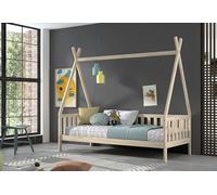 Vipack Lit tipi enfant en bois de pin massif naturel - 90 x 200 cm - TIBEHK9110