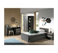 Vipack London Anthracite Lit + Chevet + Armoire + Bureau + Caisson + Bibliothque + Lit Gigogne