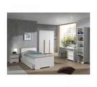 Vipack London Blanc Lit + Chevet + Armoire + Bureau + Caisson De Bureau + Bibliothque + Lit Gigogne