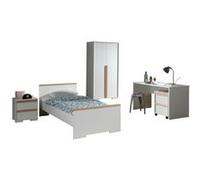 Vipack London Blanc Lit + Chevet + Armoire + Bureau + Caisson De Bureau