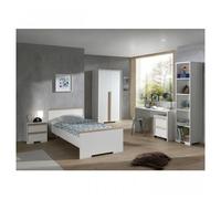 Vipack London Blanc Lit + Chevet + Bureau+ Armoire + Caisson De Bureau + Bibliothque