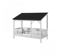Vipack Lit cabane MALIA en bois massif 90x200 avec toit noir et lit gigogne
