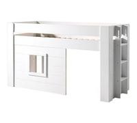 Vipack Lit Enfant Mezzanine Cabane en Bois Blanc Noah 90 x 200 cm - NOHS9014
