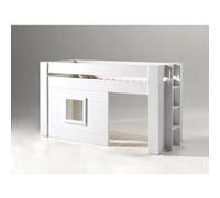 Vipack Noah Lit Mezzanine 90x200cm Pin Massif Laqu Blanc + Set De Rideaux