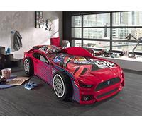 Vipack Lit voiture Panther 90x200 cm – sommier inclus – rouge