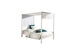 Vipack pino lit a baldaquin avec sommier a lattes 140x200 cm blanc + ciel de lit