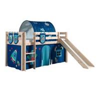 Vipack Pino Lit Compact Avec Toboggan Pin Massif + Rideau, Tunnel Et 3 Pochettes De Lit Astro