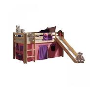 Lit Enfant Avec Toboggan "Pino Rose" 90x200cm Naturel