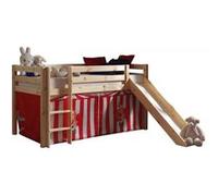 Vipack PINO Lit Compact avec Toboggan Pin Massif Nature + Rideau de lit Chucky Beige G