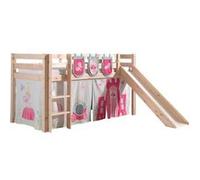 Vipack PINO Lit Compact avec Toboggan + Rideau de lit Princess + 3 pochettes princess Marron G