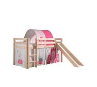 Vipack - PINO Lit Compact avec Toboggan + Rideau de lit Princess + Tunnel de lit Princess
