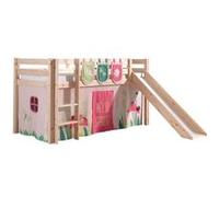 Vipack PINO Lit Compact avec Toboggan + Rideau de lit Spring + 3 Pochettes Spring Rose G
