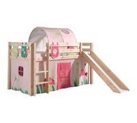 Vipack Pino Lit Compact Avec Toboggan Pin Massif + Rideau, Tunnel De Lit Et 3 Pochettes Spring