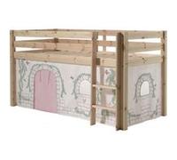 Lit mezzanine 90x200 cm avec tente contra pin massif clair Pino Bois clair