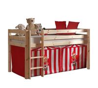 Vipack Pino Lit Compact Pin Massif Naturel 209 X 105 X 114 Cm + Rideau De Lit Chucky