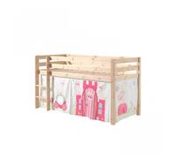 Vipack Pino Lit Compact Pin Massif Naturel 209 X 105 X 114 Cm + Rideau De Lit Princess