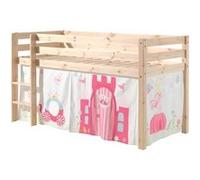 Vipack Pino Lit Compact Pin Massif Naturel 209 X 105 X 114 Cm + Rideau De Lit Princess