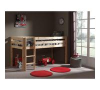 Vipack Pino Lit Compact Pin Massif Naturel 209 X 105 X 114 Cm + Rideau Et Tunnel De Lit Spring