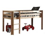 Vipack Pino Lit Compact Pin Massif Naturel 209 X 105 X 114 Cm + Rideau Et Tunnel De Lit Spring